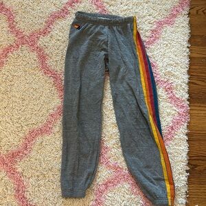 XS Aviator Nation grey rainbow stripe sweatpants, price is negotiable